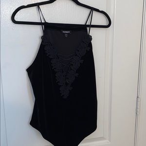 Express black velvet bodysuit